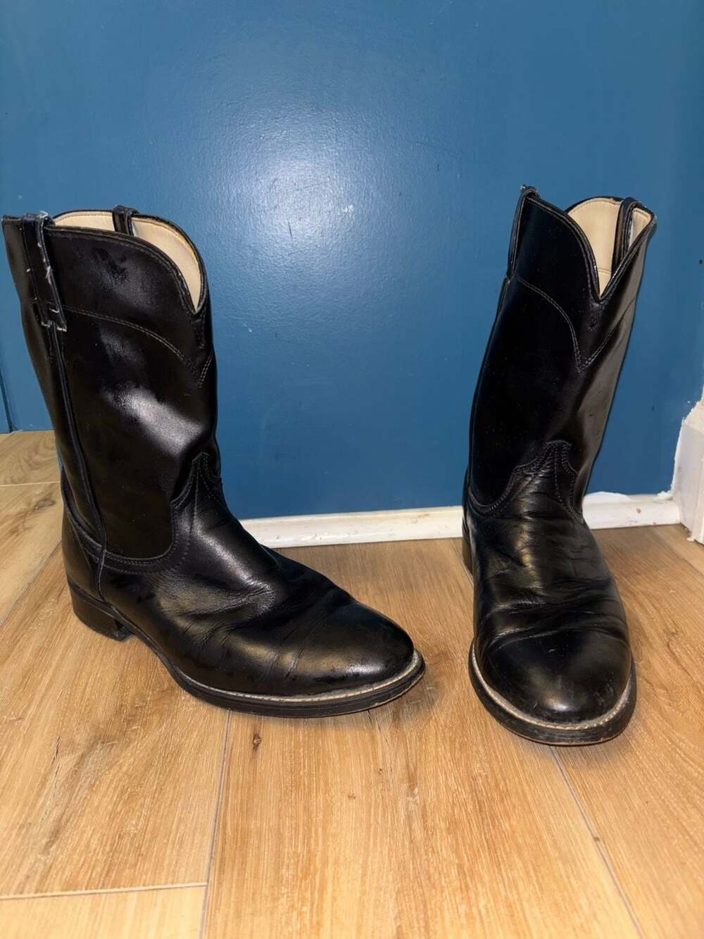 Laredo Men's Black Leather Western Cowboy Boots